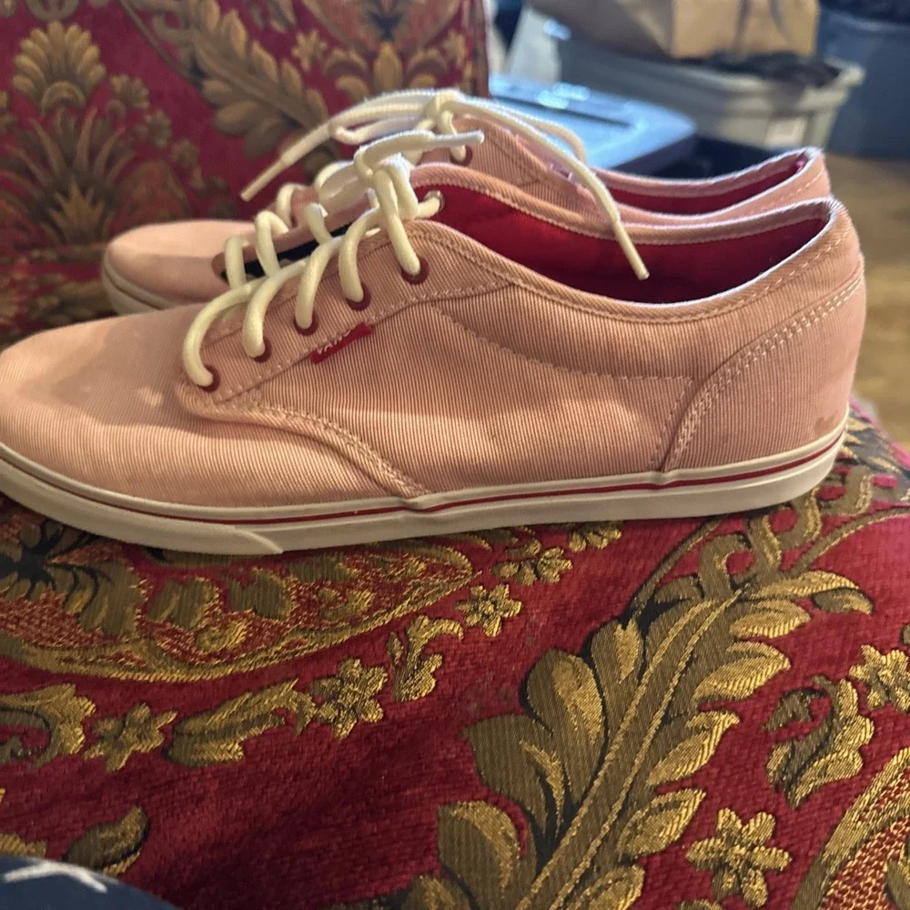 Womens Red and White Stripe Vans size11